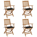 Vidaxl tuinstoelen 4 st inklapbaar met kussens massief acaciahout