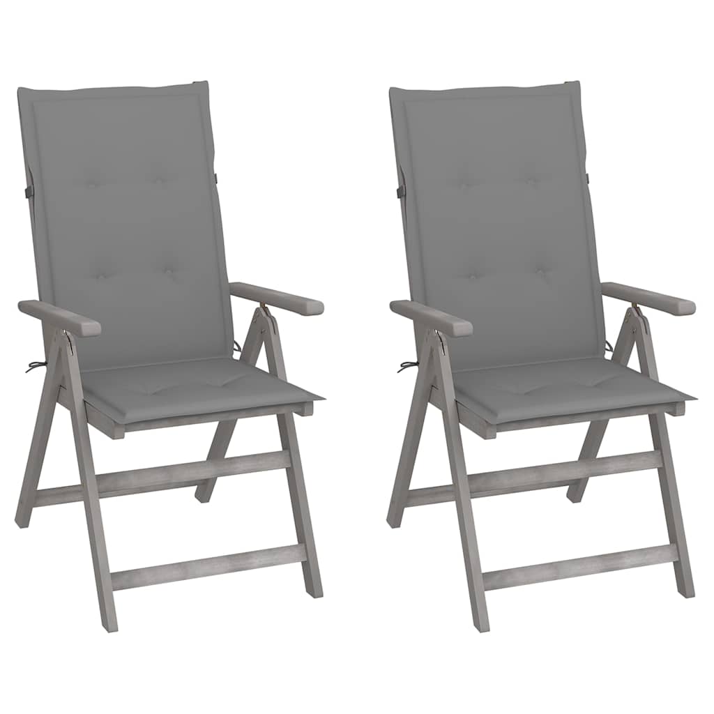 Vidaxl tuinstoelen 2 st verstelbaar met kussens massief acaciahout