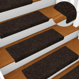 Vidaxl stair mats 15 st 65x21x4 cm needle felt brown