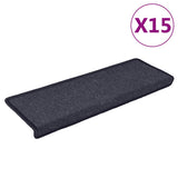Mattes d'escalier Vidaxl 15 ST 65X21X4 cm Gris foncé et bleu avec bordure rectangulaire
