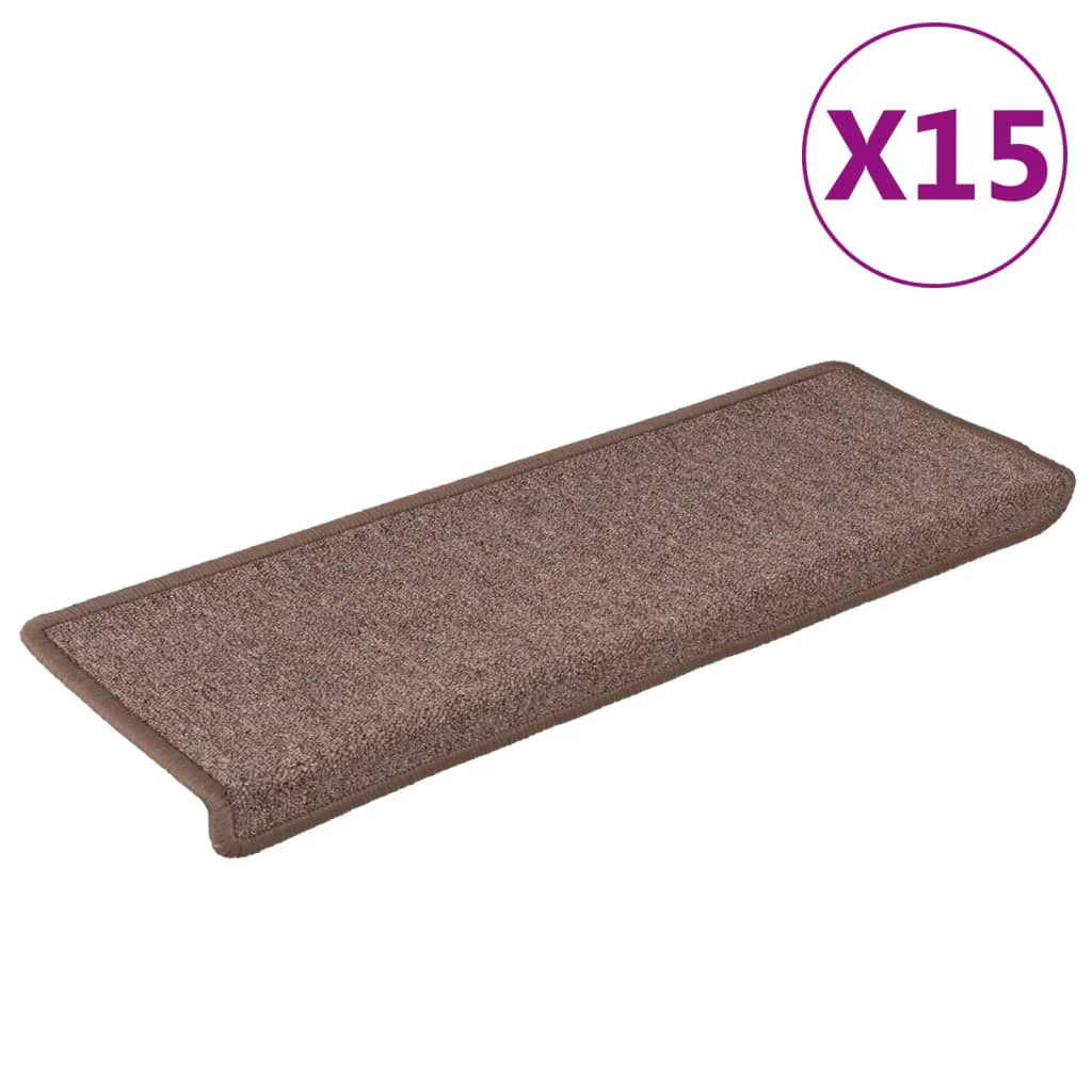 Vidaxl stair mats 15 st 65x21x4 cm brown