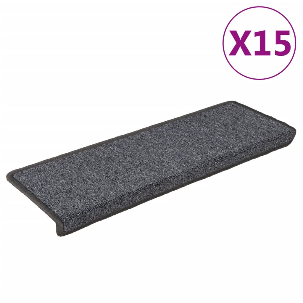 Esteras de escalera de Vidaxl 15 st 65x21x4 cm gris y negro