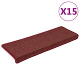 Vidaxl Mat à escalier 15 st 65x21x4 cm rouge mat