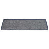 Tapis d'escalier vidaxl 15 st 65x21x4 cm gris clair et bleu avec bordure rectangulaire