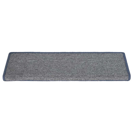 Tapis d'escalier vidaxl 15 st 65x21x4 cm gris clair et bleu avec bordure rectangulaire