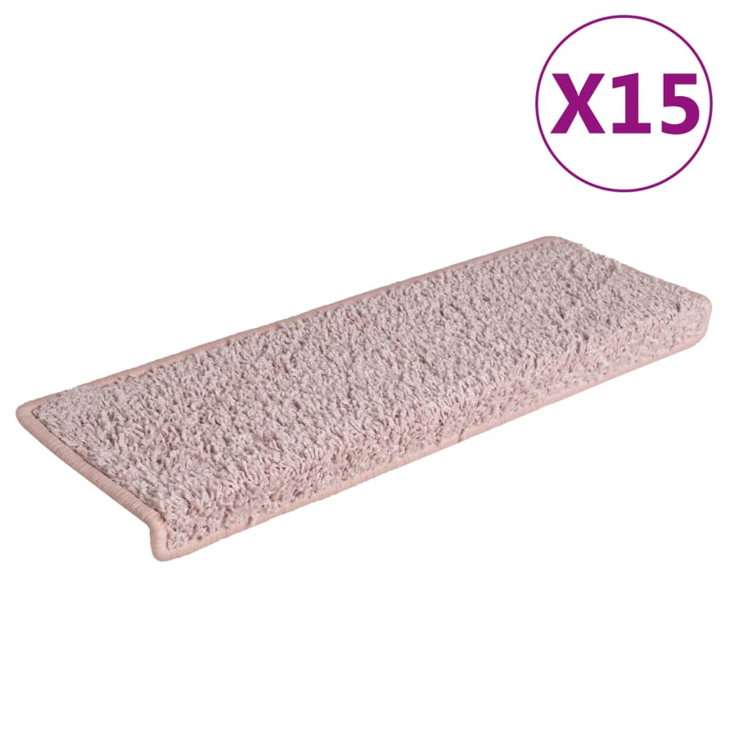 Esteras de escalera de Vidaxl 15 st 65x21x4 cm blanco y rosa