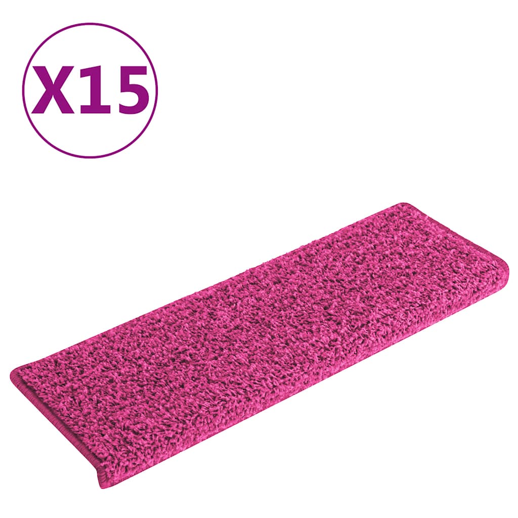 VidaXL tapis d'escalier 15 pcs 65x21x4 cm rose