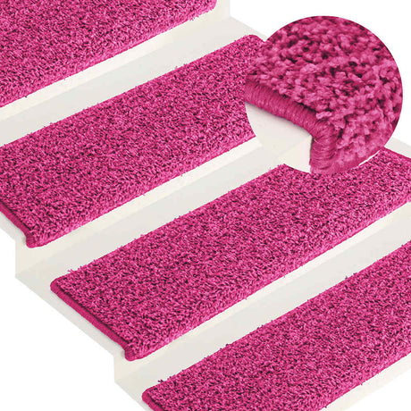 VidaXL tapis d'escalier 15 pcs 65x21x4 cm rose
