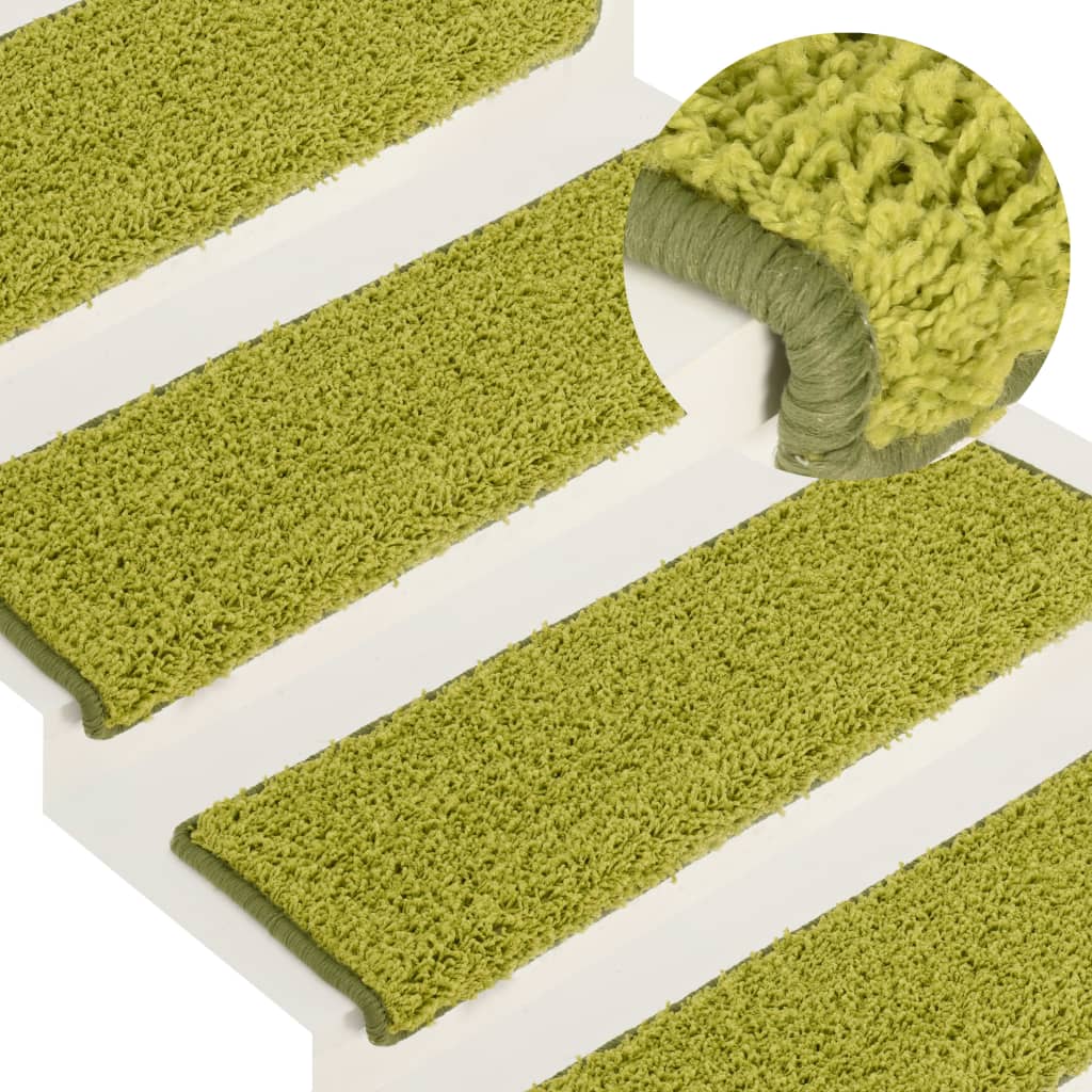 VidaXL tapis d'escalier 15 pcs 65x21x4 cm vert