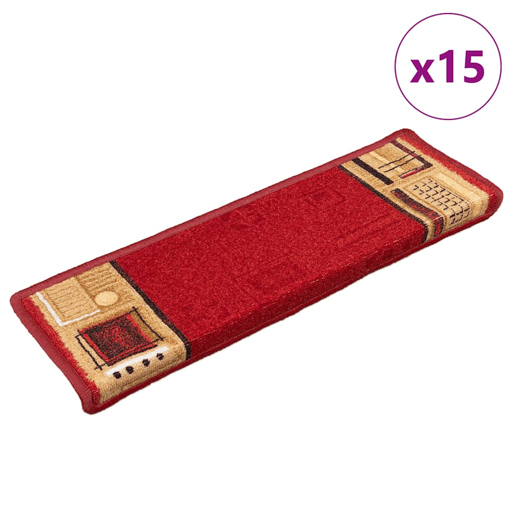 Vidaxl trapmatten zelfklevend 15 st 65x21x4 cm rood