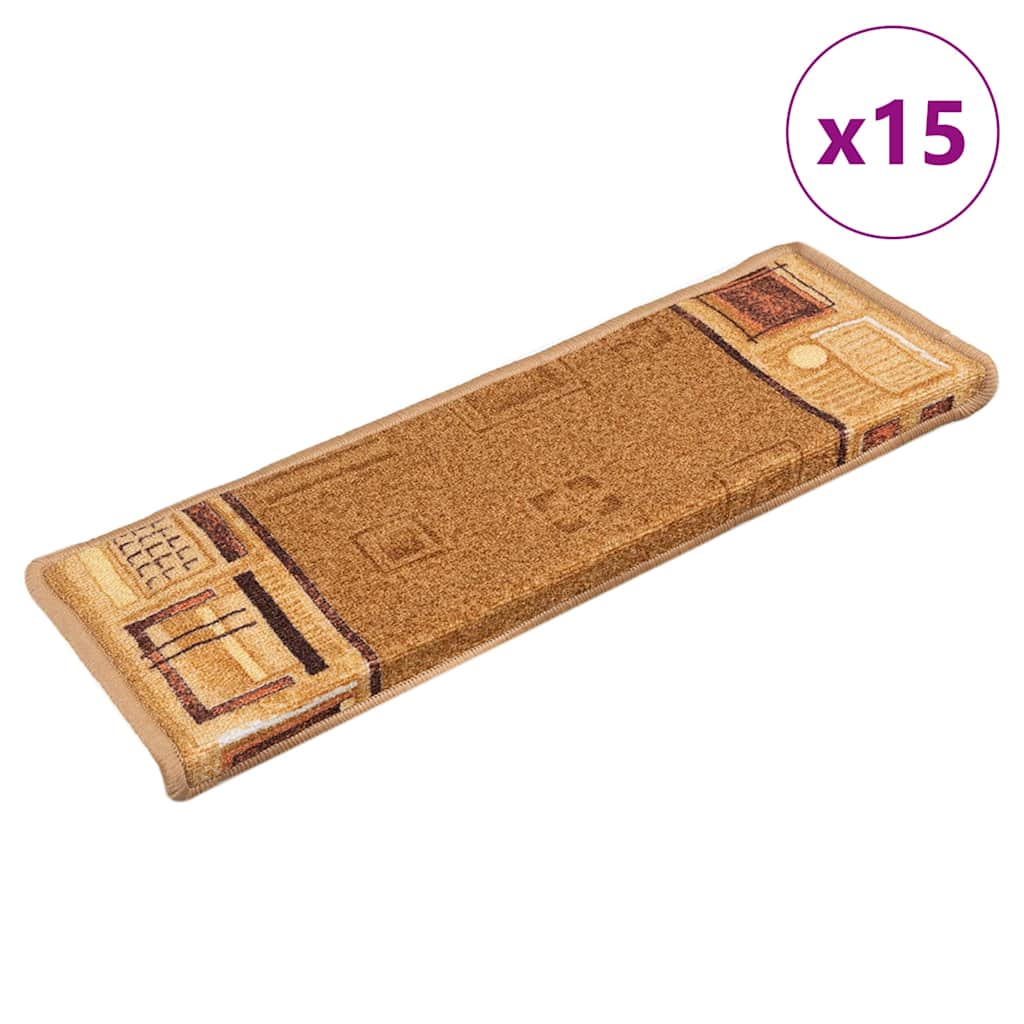 Vidaxl Stair Mats auto-adhésif 15 ST 65X21X4 CM BEIGE