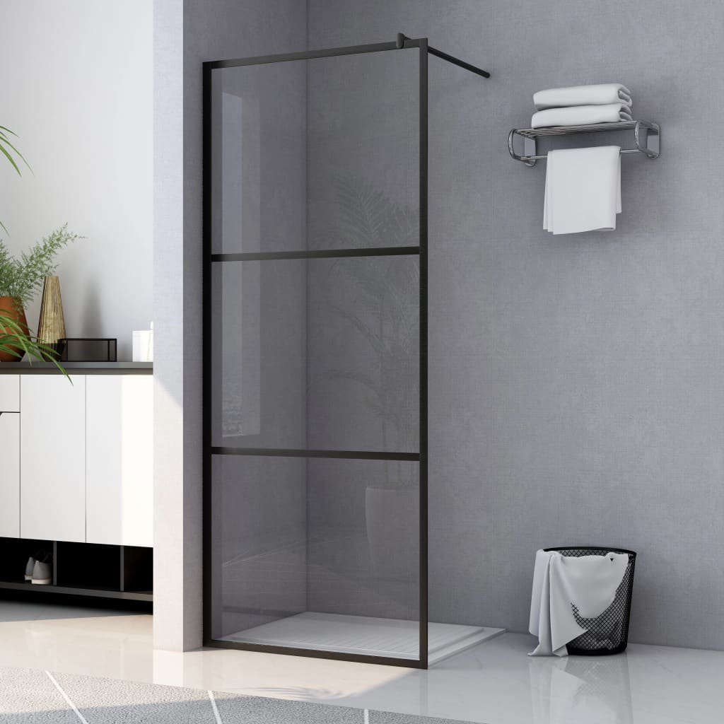 Vidaxl walk-in walk-in wall muro trasparente 90x195 cm vetro eSG nero