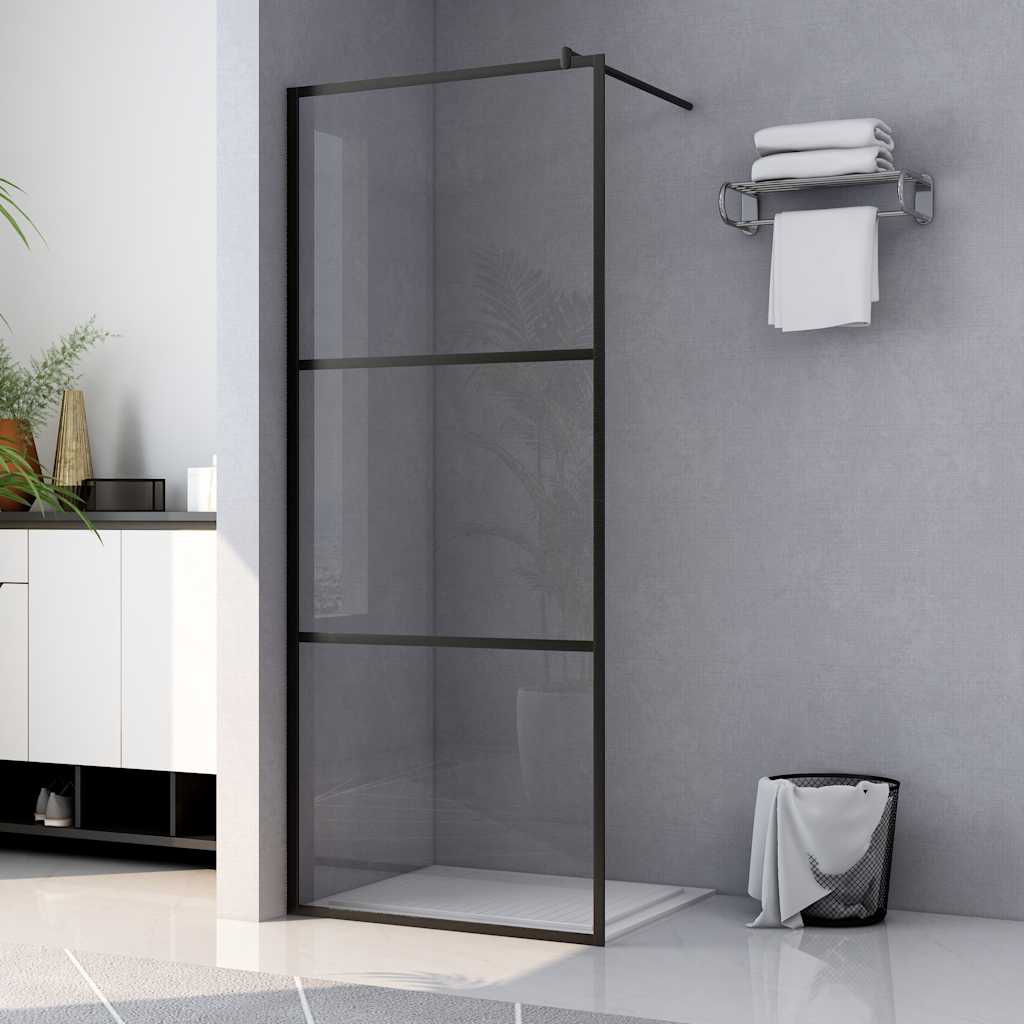 Vidaxl Walk-In Muron de douche transparent 90x195 cm Esg Verre noir