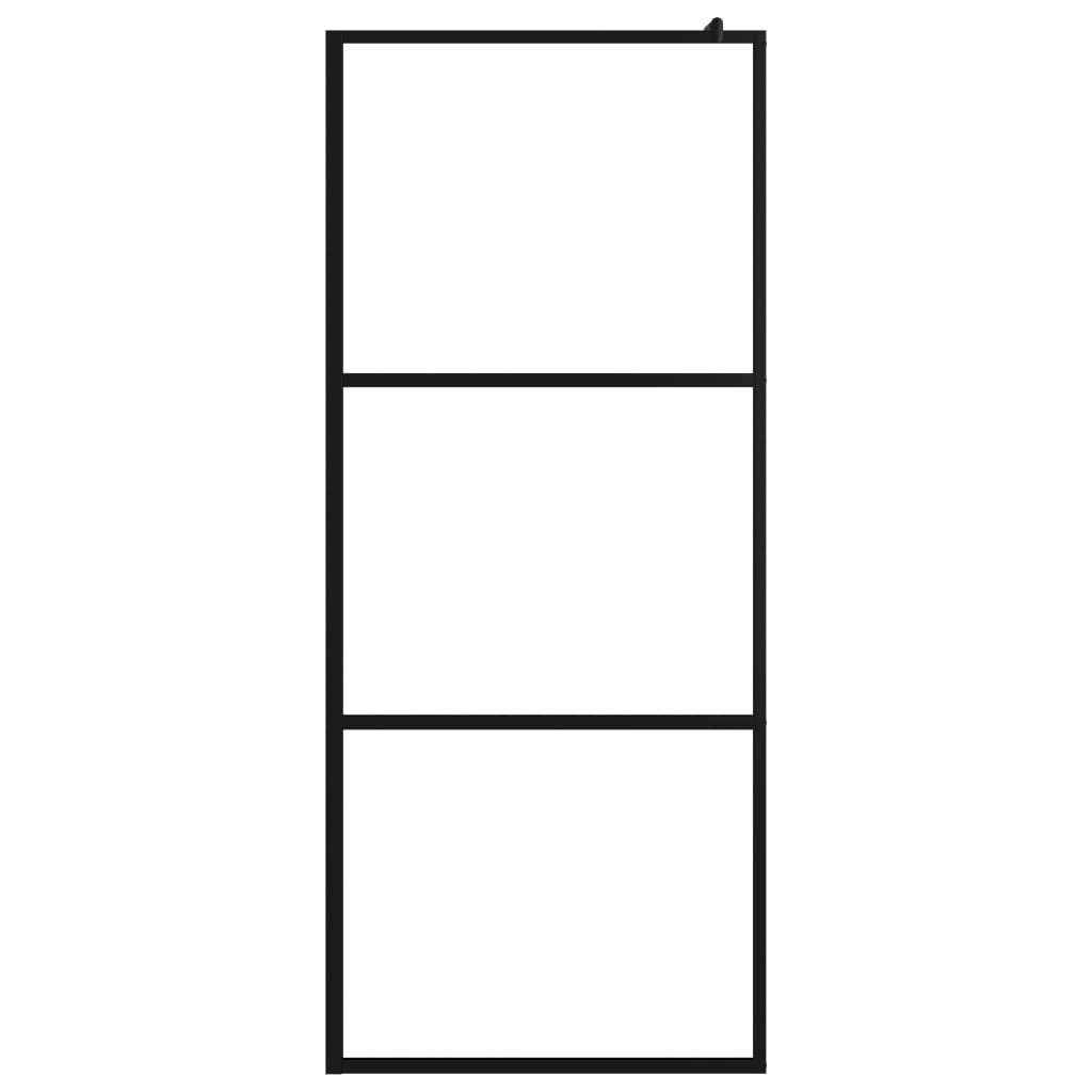 Vidaxl walk-in brusevæg gennemsigtig 100x195 cm esg glas sort