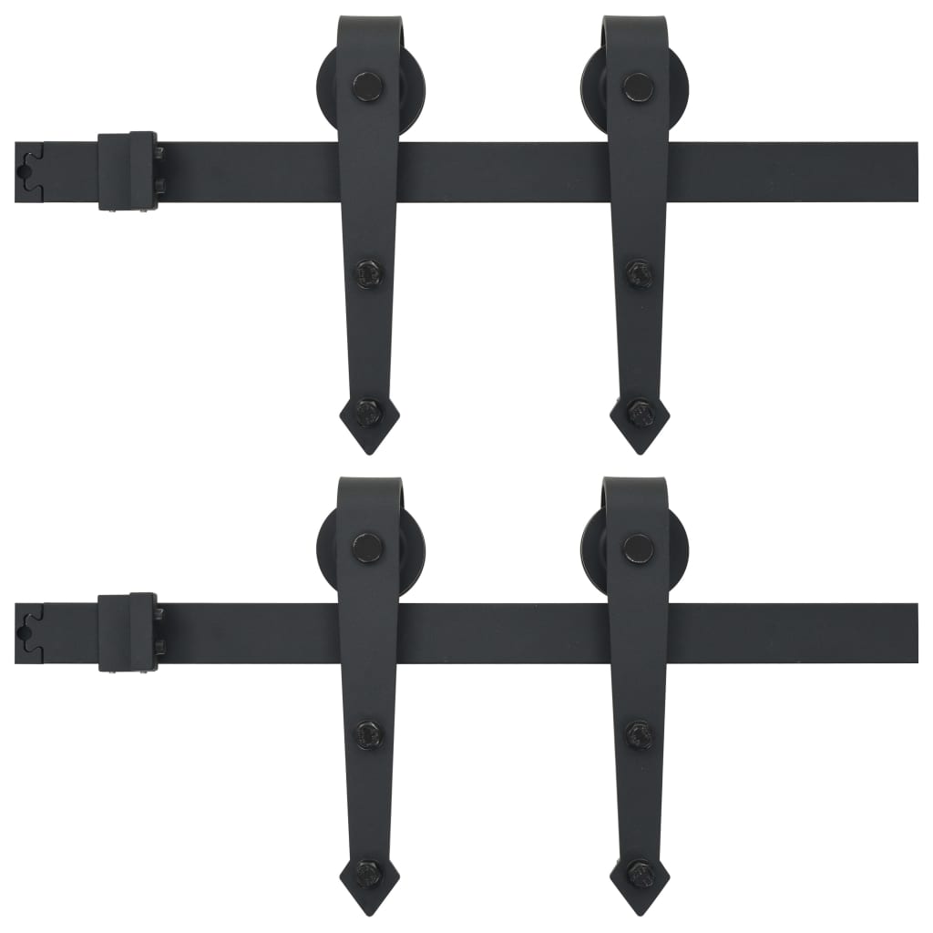 VidaXL Hardwaresets voor schuifdeuren 2 st 200 cm staal zwart