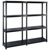 Vidaxl Storage Rack à 4 couches 122x30.5x130 cm Plastique noir