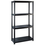 Vidaxl Storage Rack à 4 couches 122x30.5x130 cm Plastique noir
