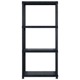 Vidaxl Storage Rack à 4 couches 122x30.5x130 cm Plastique noir