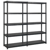 Rack de stockage Vidaxl 5 couches 170x40x185 cm en plastique noir