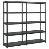Rack de stockage Vidaxl 5 couches 183x45.7x185 cm Plastique noir