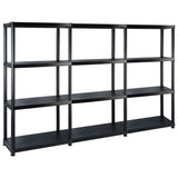 Rack de stockage Vidaxl 4 couches 183x30.5x130 cm Plastique noir