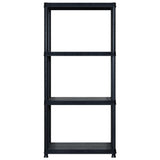 Rack de stockage Vidaxl 4 couches 183x30.5x130 cm Plastique noir