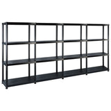 Rack de stockage Vidaxl 4 couches 244x30.5x130 cm Noir en plastique