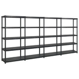 Rack de stockage Vidaxl 5 couches 366x45.7x185 cm Plastique noir