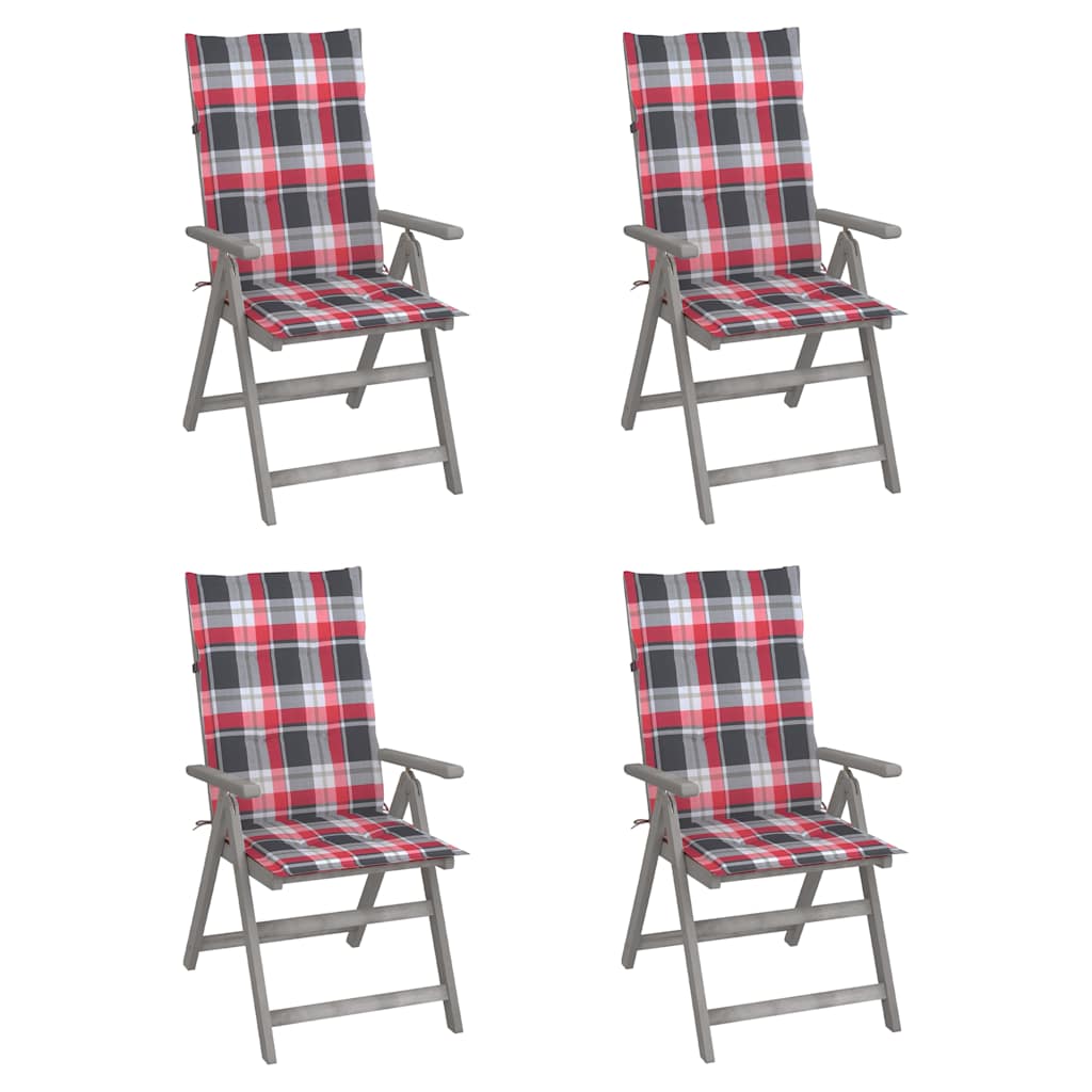 Vidaxl tuinstoelen 4 st verstelbaar met kussens massief acaciahout