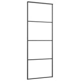 Puerta corredera de Vidaxl 76x205 cm de aluminio y vidrio ESG negro