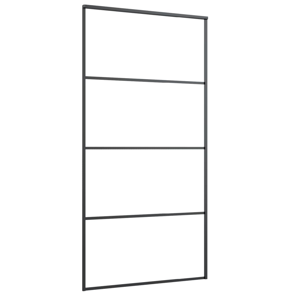 VidaXL Schuifdeur 102,5x205 cm aluminium en ESG-glas zwart