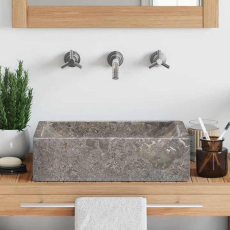 Évier vidaxl 45x30x12 cm en marbre haut gris brillant
