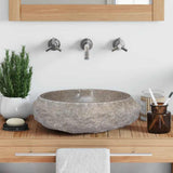 Évier vidaxl Ø40x12 cm en marbre gris