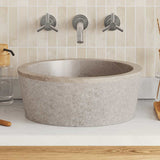 Évier vidaxl Ø40x15 cm en marbre gris