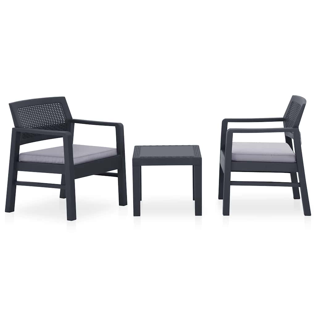 Vidaxl 3-delige loungeset met kussens kunststof grijs