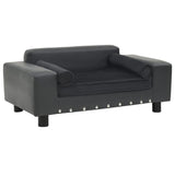 Vidaxl Dog Bank 81x43x31 cm en peluche et en cuir artificiel gris foncé