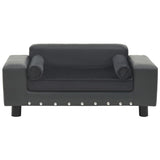 Vidaxl Dog Bank 81x43x31 cm en peluche et en cuir artificiel gris foncé