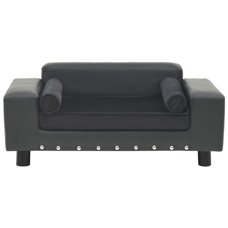Vidaxl Dog Bank 81x43x31 cm en peluche et en cuir artificiel gris foncé