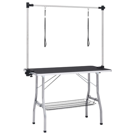 Table de garniture de chien vidaxl réglable avec 2 boucles et science de stockage