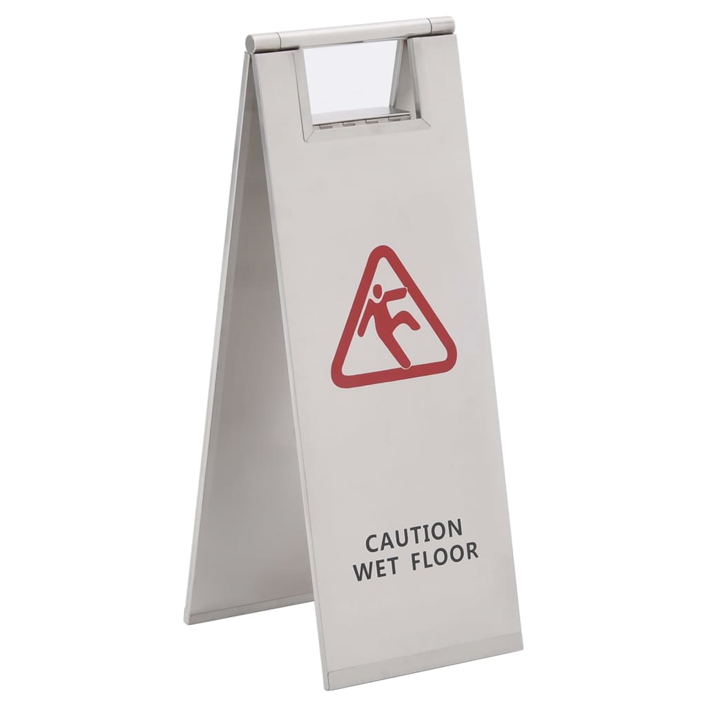 Vidaxl Warning board wet floor folding stainless steel