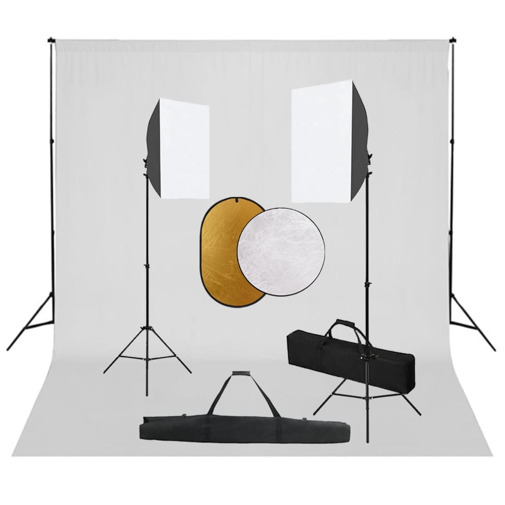 Vidaxl Photo Studio set med softbox -lampor, bakgrund och reflektor