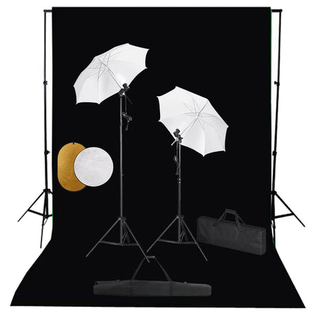 Vidaxl Photo Studio Studio avec des lampes, parapluies, fond et réflecteur