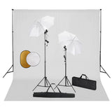 Vidaxl Photo Studio Studio avec des lampes, parapluies, fond et réflecteur