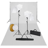 Vidaxl Photo Studio Set con lampade, ombrelli, sfondo e riflettore