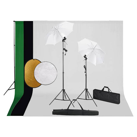 Vidaxl Photo Studio Studio avec des lampes, parapluies, fond et réflecteur
