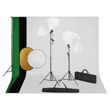 Vidaxl Photo Studio sett med lamper, paraplyer, bakgrunn og reflektor