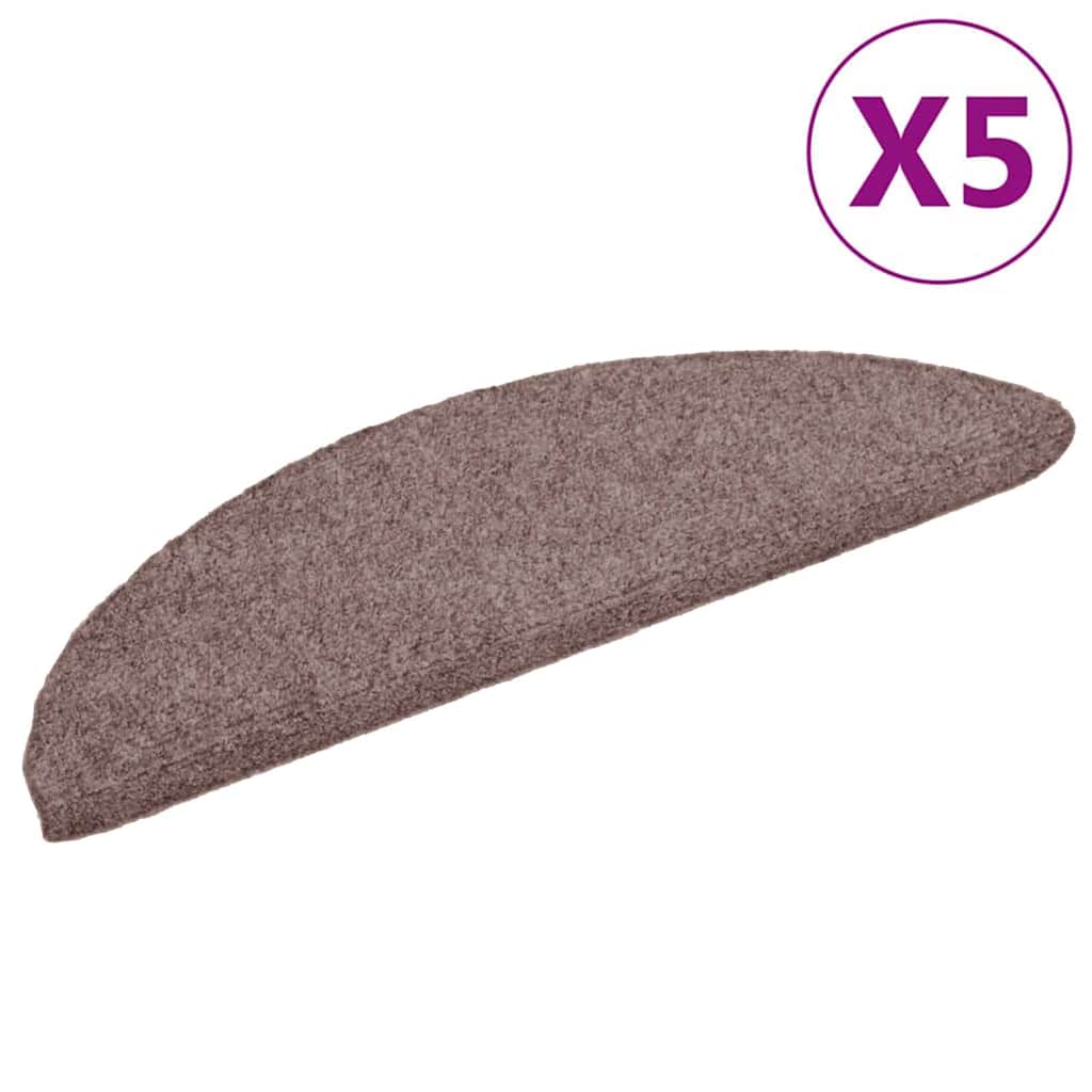 Vidaxl Stair Mats auto-adhésif 5 pièces 56x17x3 cm Hémisphère brun clair