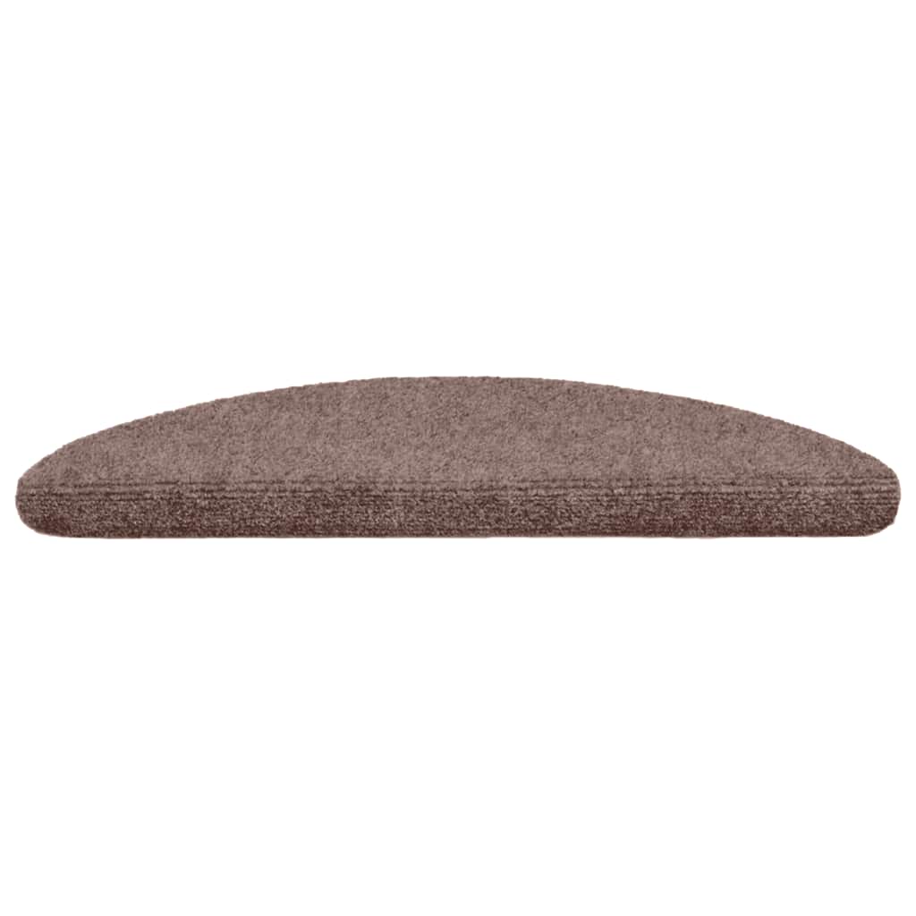 VidaXL tapis d'escalier auto-adhésifs 10 pièces 56x17x3 cm marron clair semi-circulaire