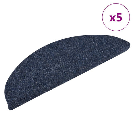 Vidaxx tapis d'escalier autocollants 5 pièces 56x17x3 cm bleu semi-circulaire