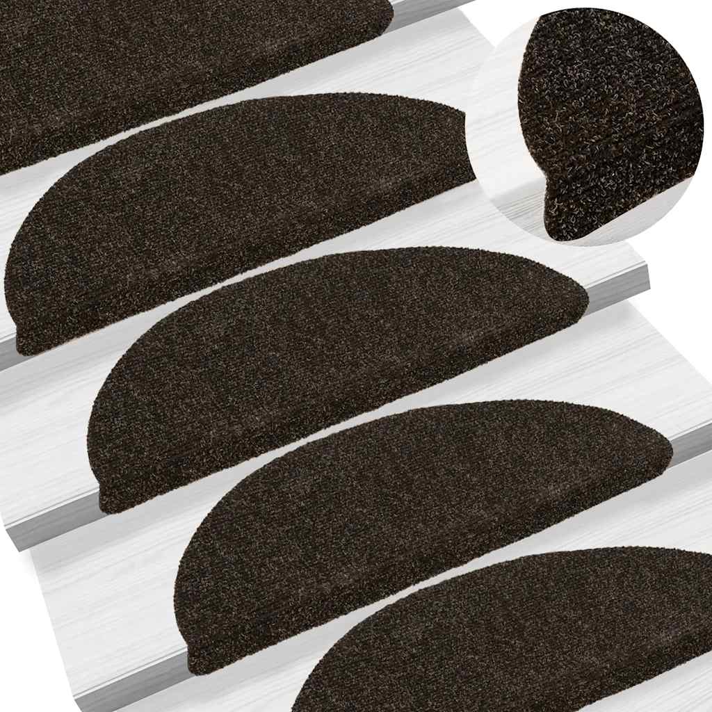 Vidaxl Stair Mats auto-adhésif 5 pièces 56x17x3 cm Hémisphère brun foncé